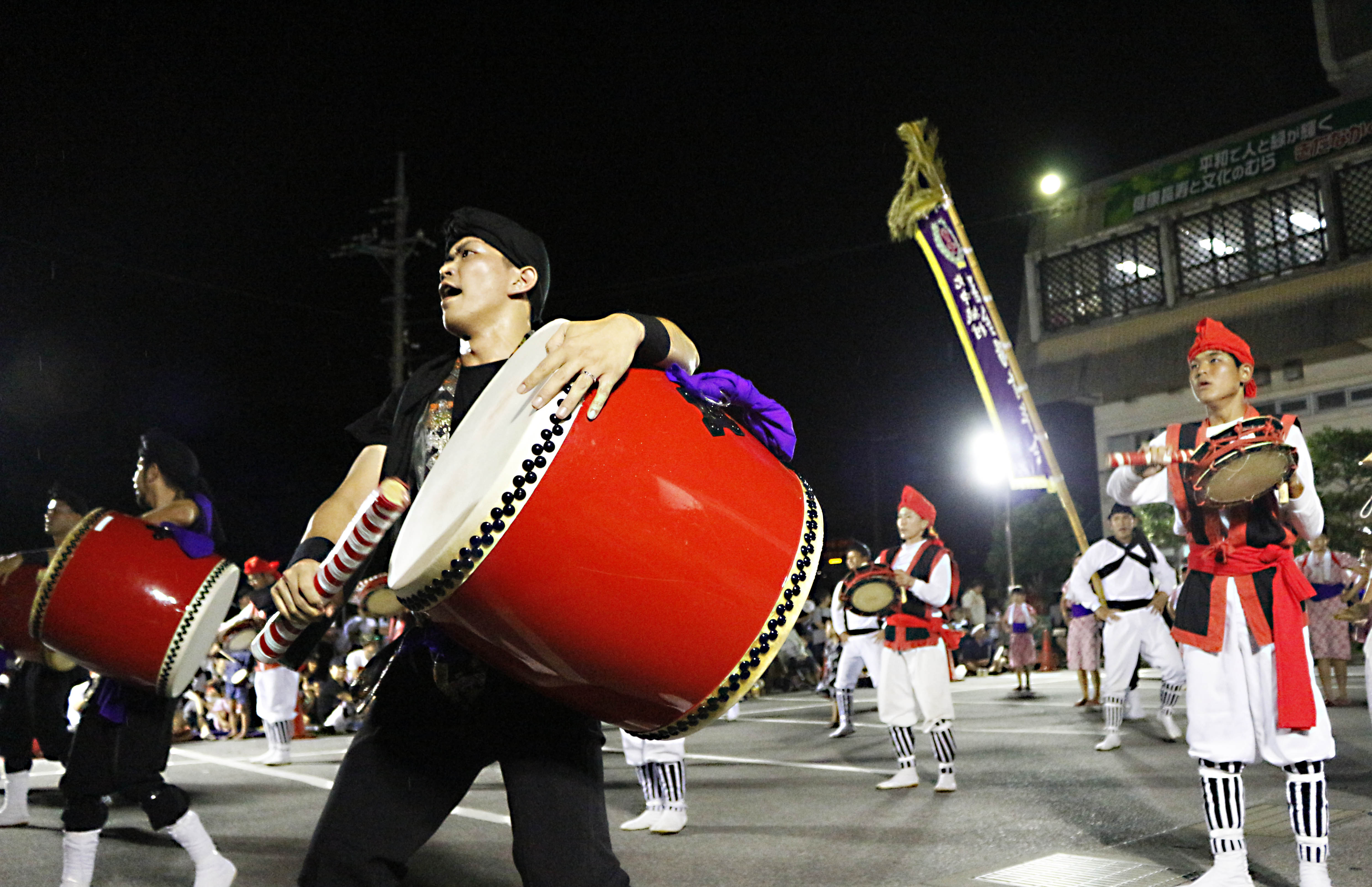 北中城村青年エイサーまつり昨年度前夜祭の様子様子