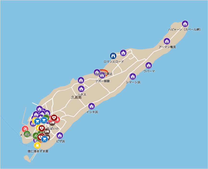 久高島ガイドツアー　観光スポットの地図